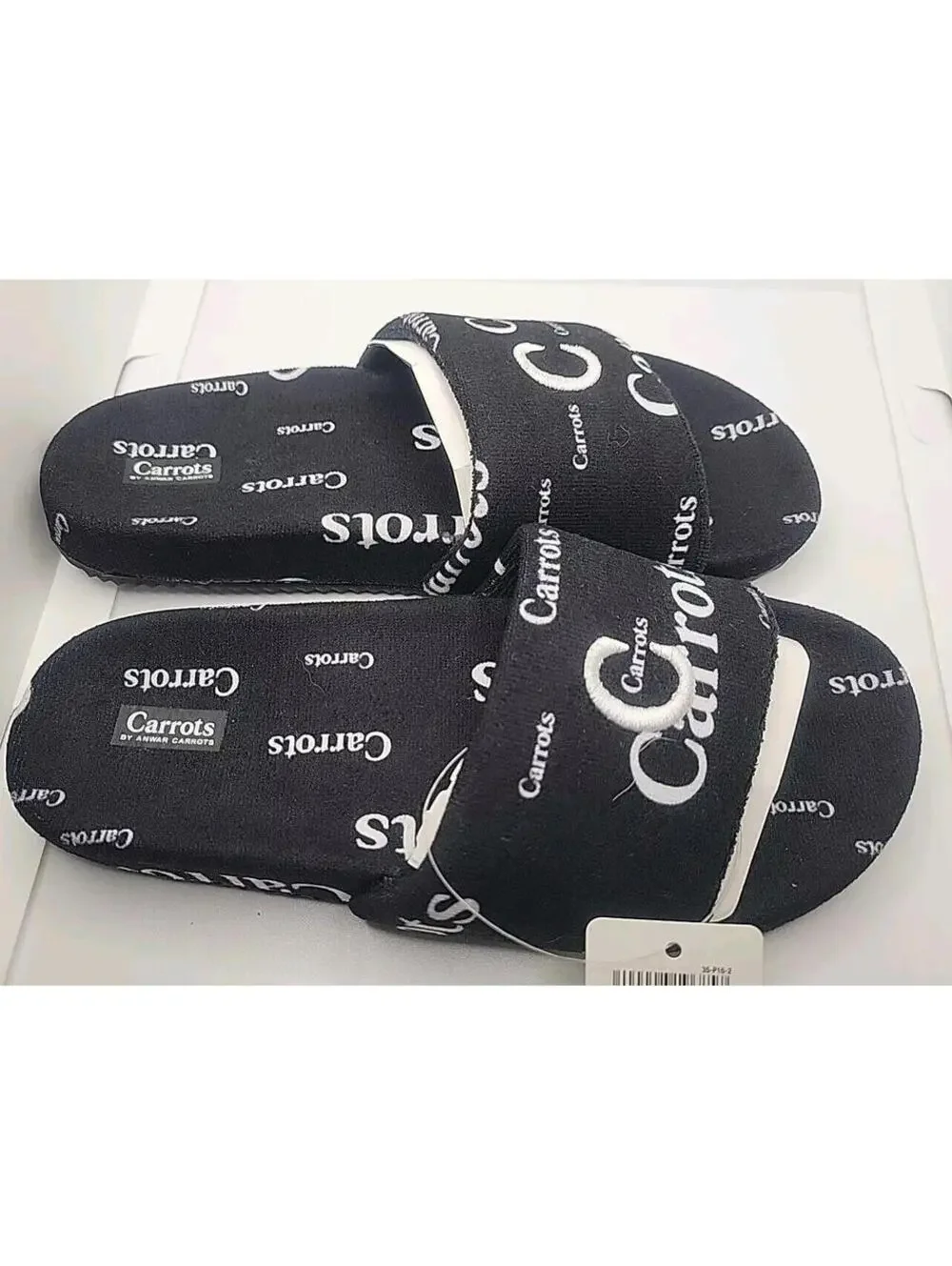 Carrots Slides By Anwar Carrots Carrots White/Black Visa Terry ACFW003 Size 5